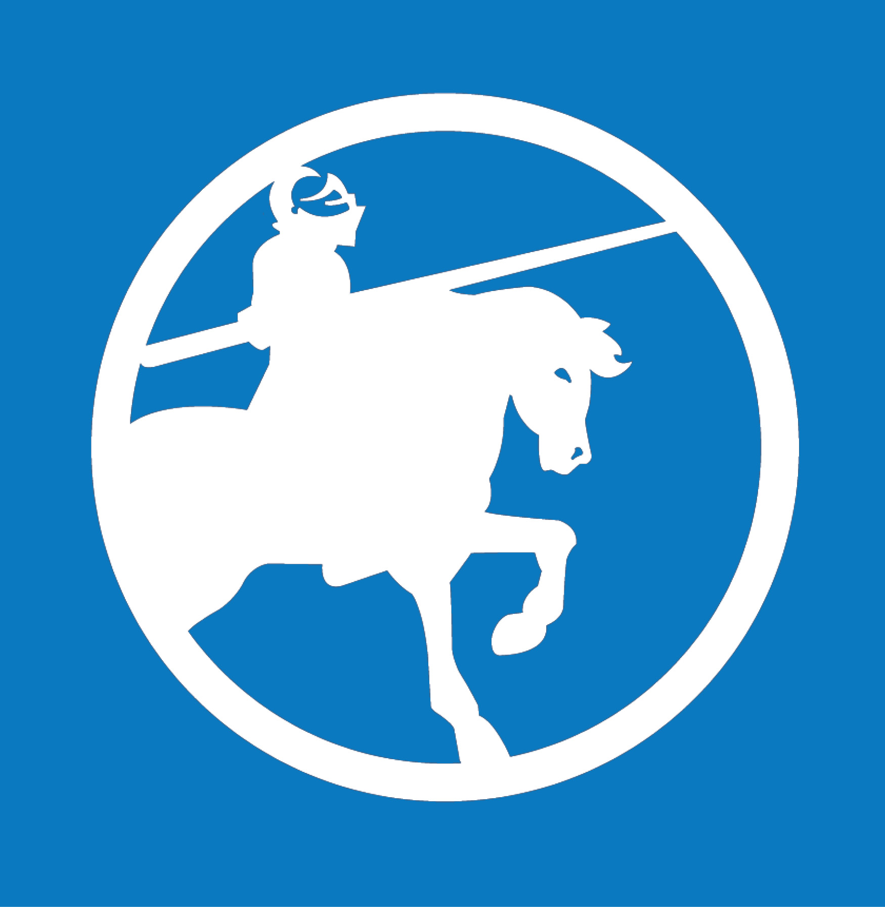 Champion CU logo of knight riding horse.