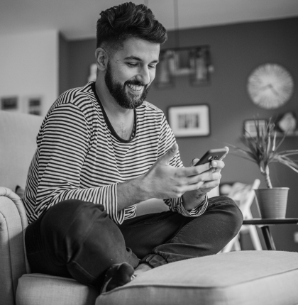 Man sitting on the couch.