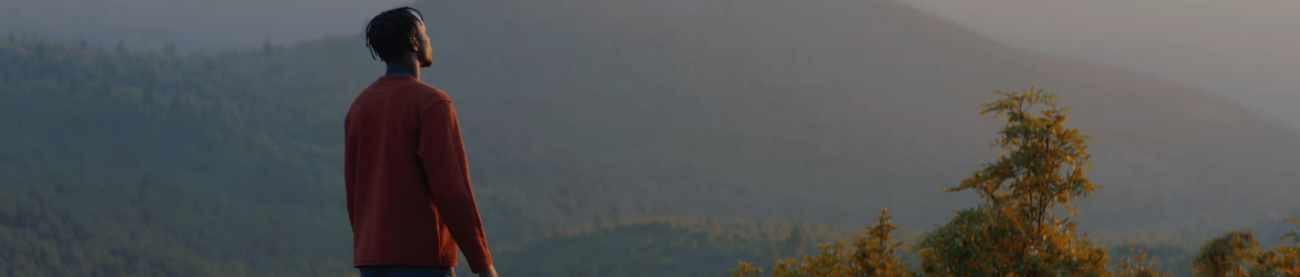 Man staring into the distance in Blue Ridge Mountains.